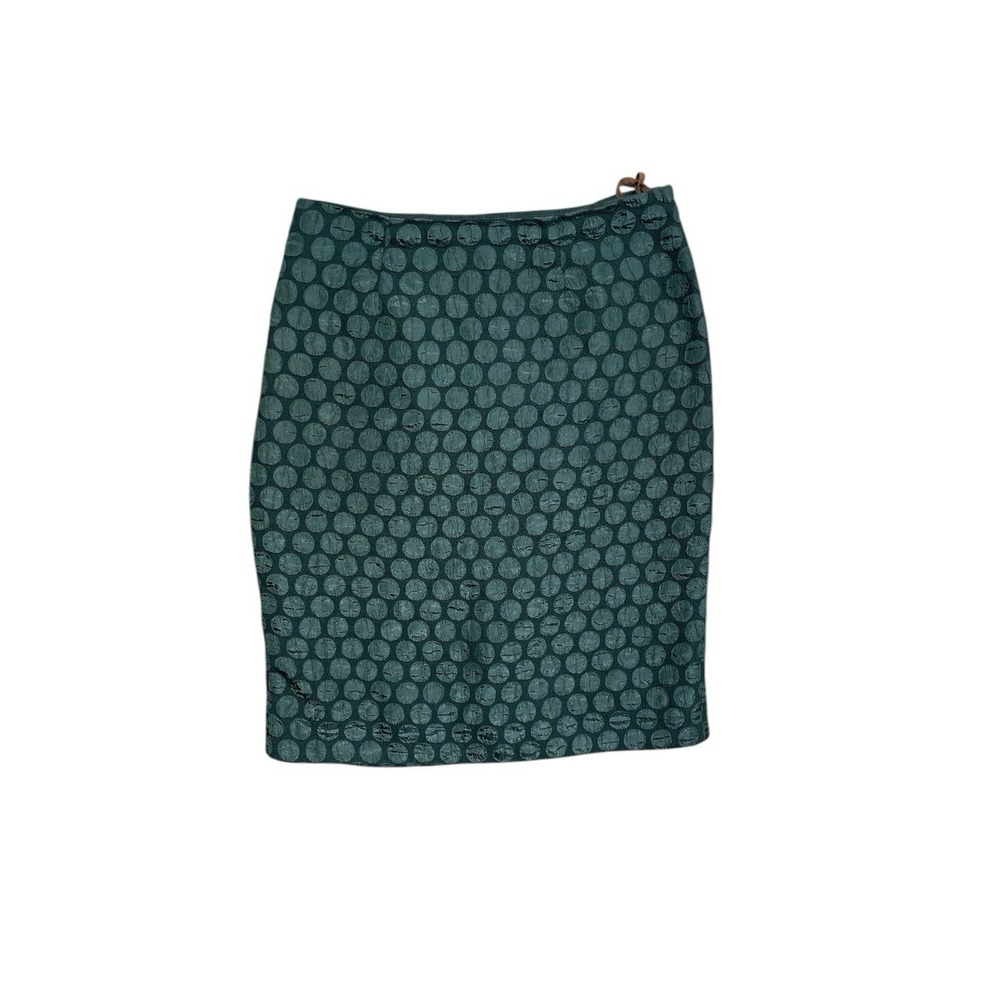 Anthropologie Maeve Goban Moss Green Textured Polka Dot Pencil‎ Skirt Size 10
